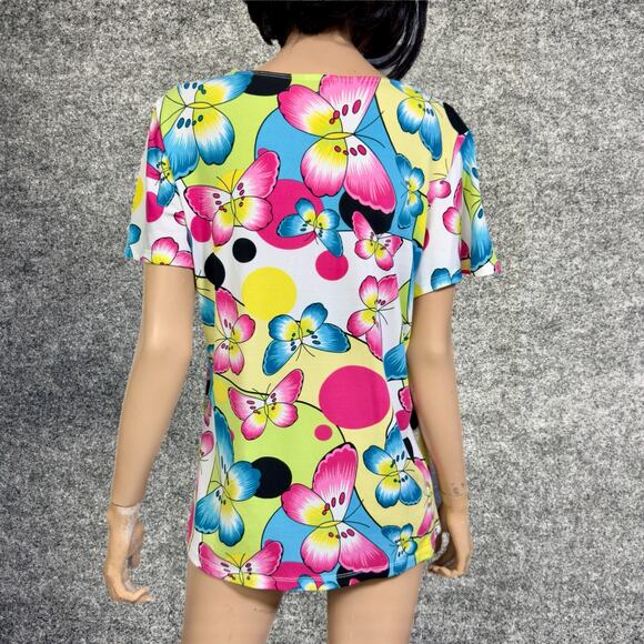 Butterfly Tunic Top Embellished Women M Flutter Sleeve Slinky Knit Whimsy Fairy - Picture 6 of 11